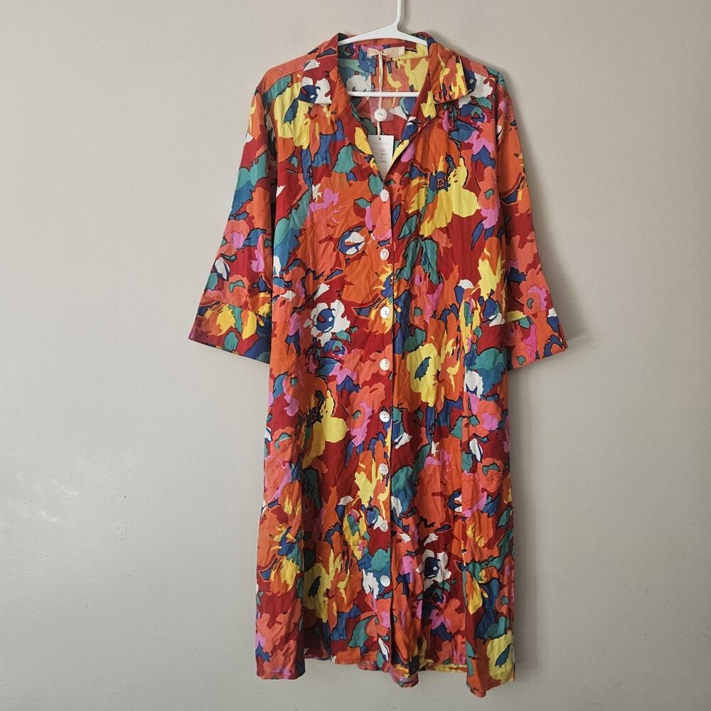 La Cera Womens Dress Button Up Floral Size Medium New With Tags